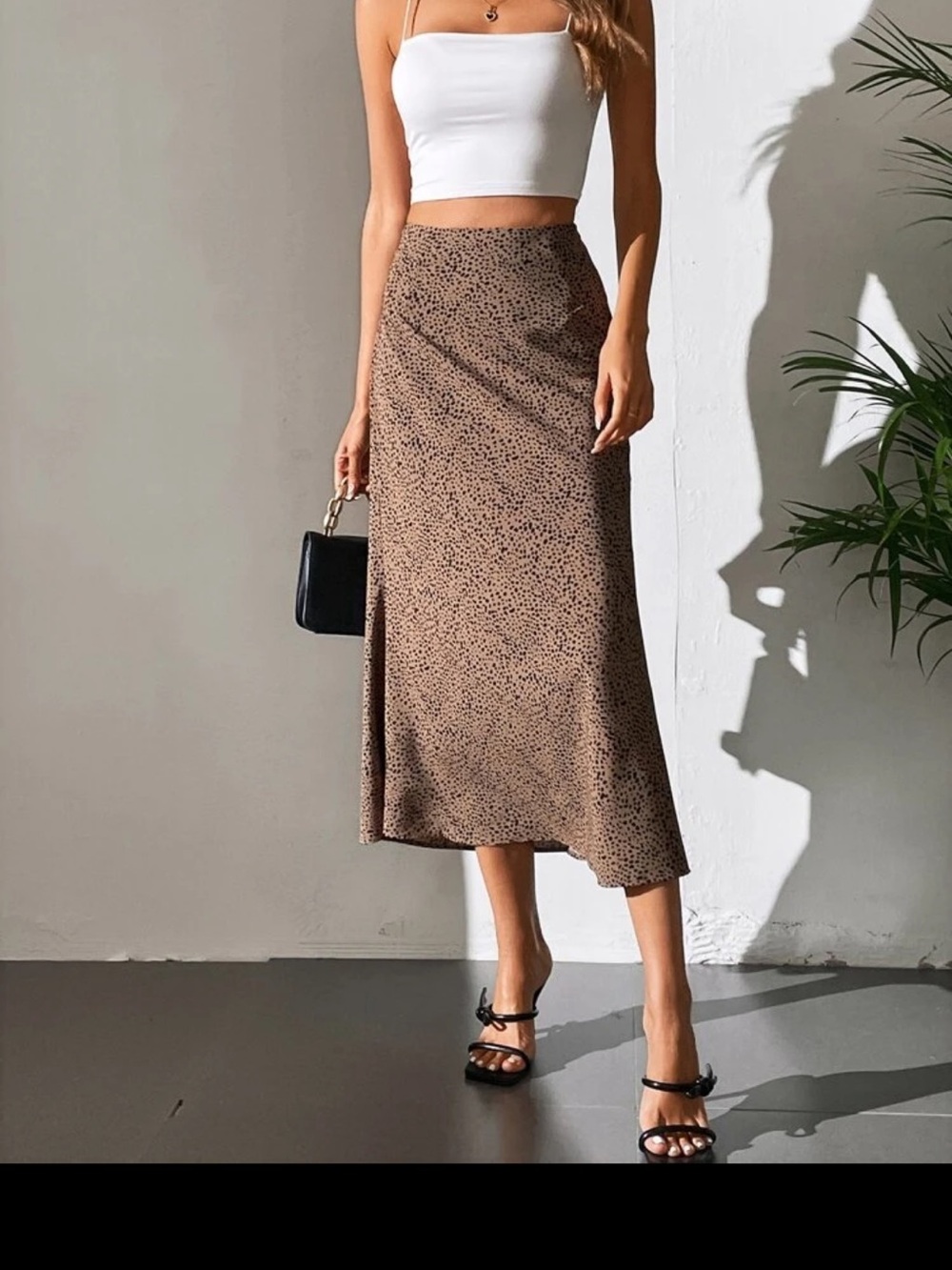 Brown Print Midi Skirt - Unbranded